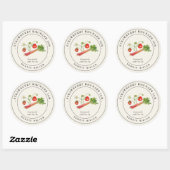Label voor vintage aardbei rabarberjam inmaakpot (Vel)