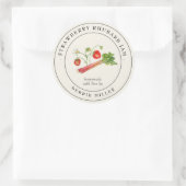 Label voor vintage aardbei rabarberjam inmaakpot (Tas)