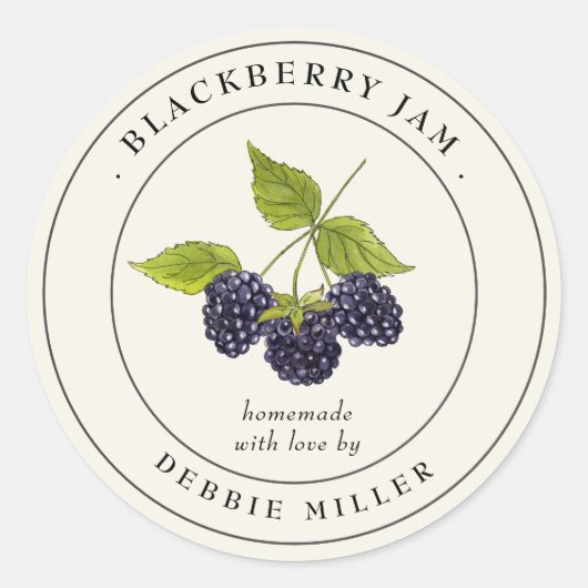 Label voor vintage blackberryjam in pot (Voorkant)