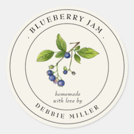 Label voor vintage blauwe bessenjam-canningfles