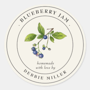 Label voor vintage blauwe bessenjam-canningfles