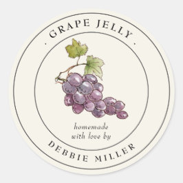 Label voor vintage grape jelly inmaakpot