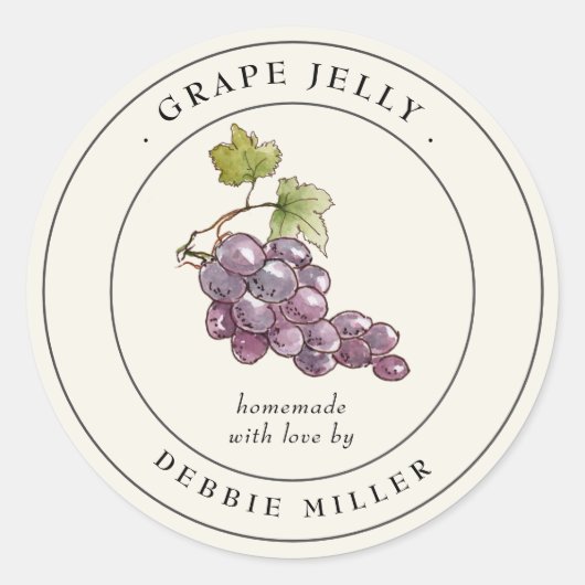 Label voor vintage grape jelly inmaakpot (Voorkant)