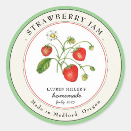 Label voor vintage jam pot met aardbeienjam