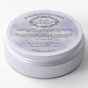 Label voor vintage paarse perkament body butter po