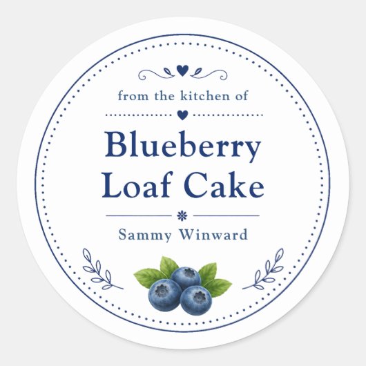 Label voor zelfgemaakte bosbessenbroodcake (Voorkant)
