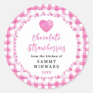 Label voor zelfgemaakte chocolade aardbeien