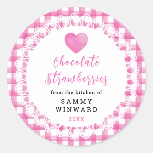 Label voor zelfgemaakte chocolade aardbeien (Voorkant)