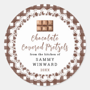 Label voor zelfgemaakte chocolade pretzels