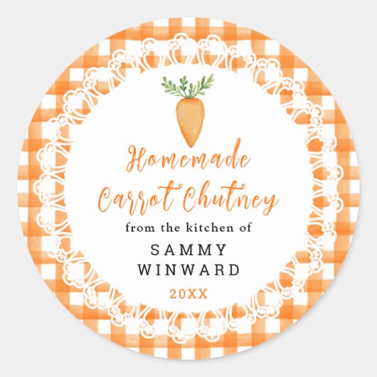 Label voor zelfgemaakte wortelchutney (Voorkant)