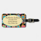 Label voor zwarte quilt Block Luggage of naaimachi Bagagelabel (Voorkant horizontaal)