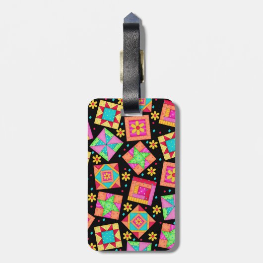 Label voor zwarte quilt Block Luggage of naaimachi Bagagelabel (Achterkant verticaal)