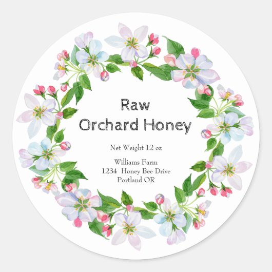 Label Waterverf Honey Jar | Honing van Orchard (Voorkant)