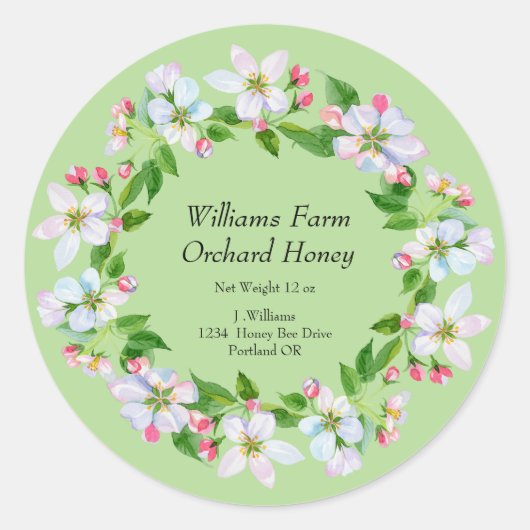 Label Waterverf Honey Jar | Honing van Orchard (Voorkant)