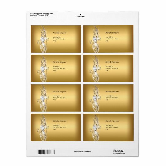 Label Wit Goud Diamant Adres (Full Sheet)