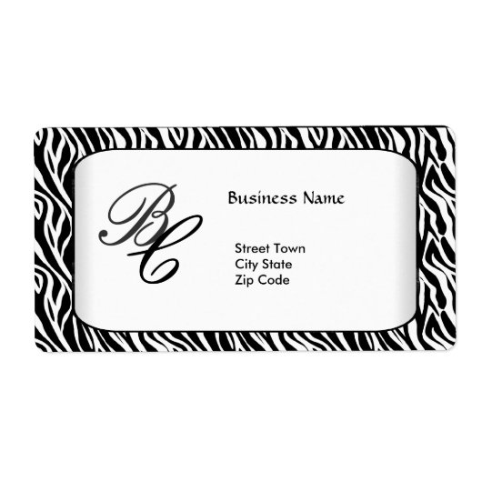 Label Zakelijk Elegant Zwart Zebra Wit Elite (Voorkant)