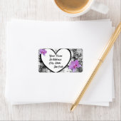 Label, Zwart en Wit Hart, Roze Orchideeën Etiket (Insitu)
