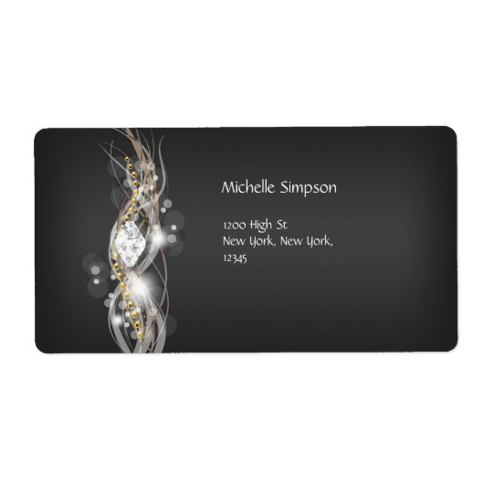 Label Zwart Grijs Wit Goud Diamant Adres (Voorkant)