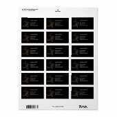 Label Zwart met Gouden Bloem Abstract (Full Sheet)