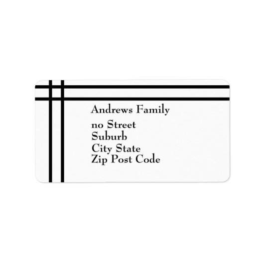 Label Zwart & Wit Eenvoudig Zwart Streep (Voorkant)