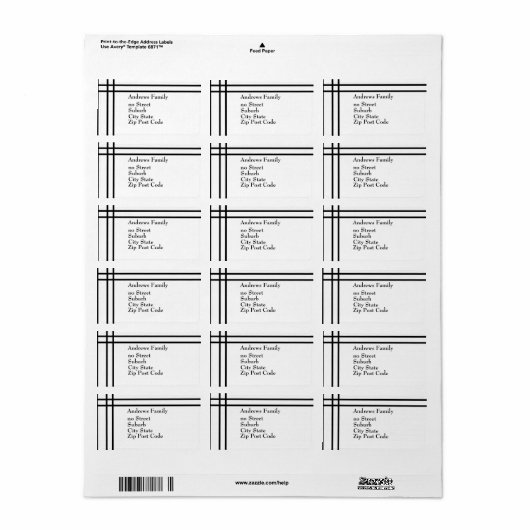 Label Zwart & Wit Eenvoudige Zwarte Streep (Full Sheet)