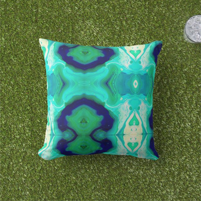LaBella Turquoise en Blauw - Outdoor accent kussen (Gras)