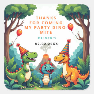 Labels Dinosaur Verjaardagsfeest Dank u Stickers