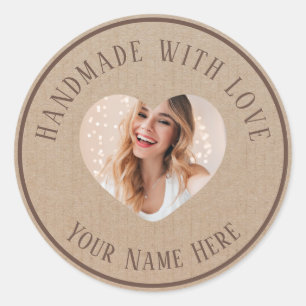 Labels handgemaakt met liefde aangepaste naam foto