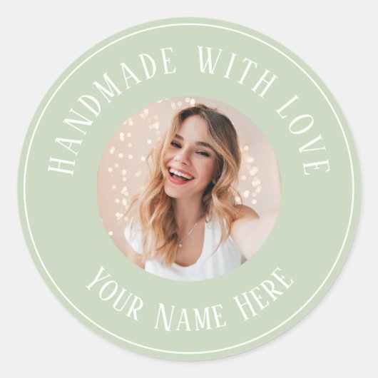 Labels handgemaakt met liefde aangepaste naam teks (Voorkant)