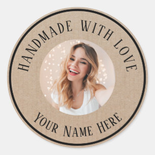 Labels handgemaakt met liefde aangepaste naam teks