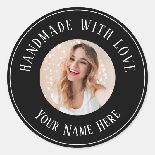 Labels handgemaakt met liefde aangepaste naam teks (Voorkant)