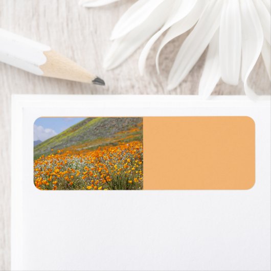 Labels in het Adres Californische papavervelden re (Insitu)