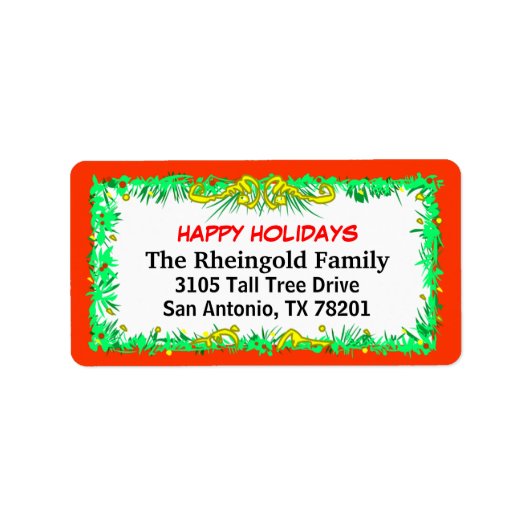 Labels - Kerst - Red Border Family Label (Voorkant)