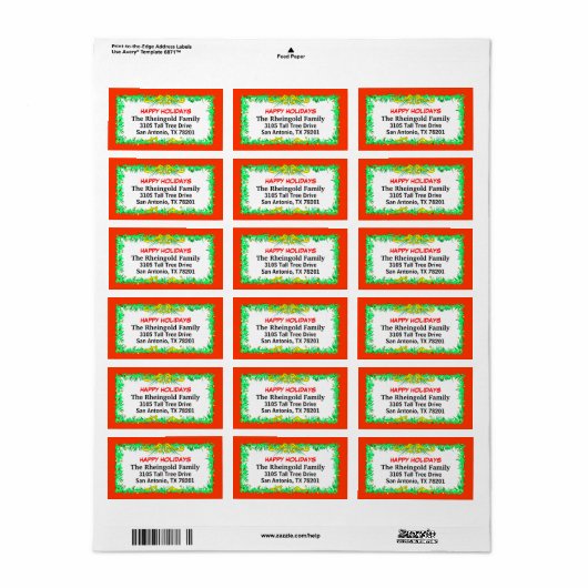 Labels - Kerst - Red Border Family Label (Full Sheet)