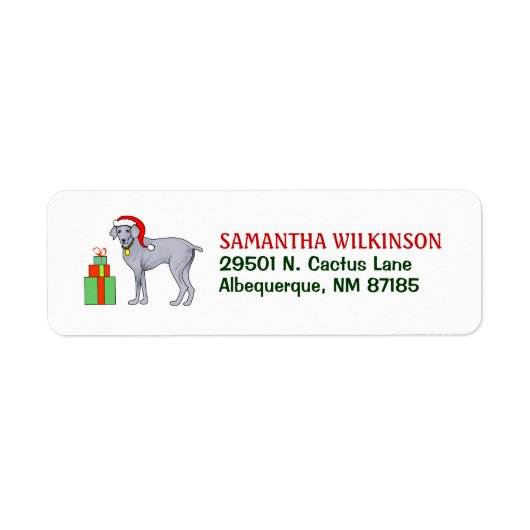 Labels - Kerst Weimaraner Hond Retouradres (Voorkant)