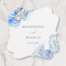 labels met blauwe inkt