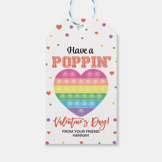 Labels met cadeau, Label van Valentijnse klaslokal Cadeaulabel (Voorkant)