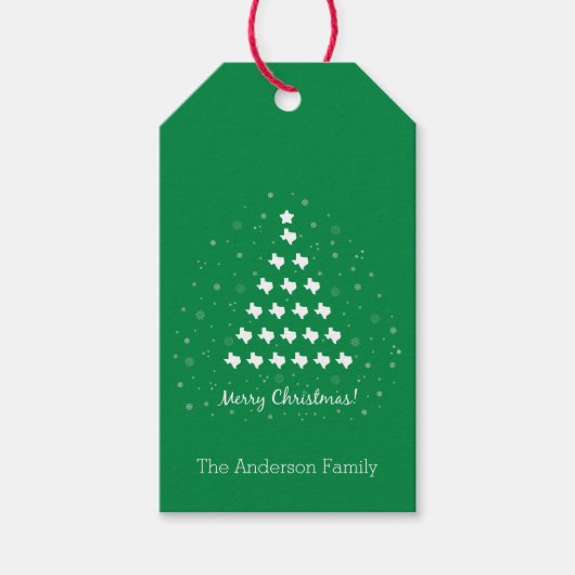 Labels met cadeautjes voor kerstbomen in de groene cadeaulabel (Voorkant)