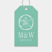 Labels met cadeautjes voor strandbruiloft in Mint  Cadeaulabel (Voorkant)