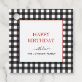 Labels met cadeautjes voor zwarte en witte Gingham (Voorkant)