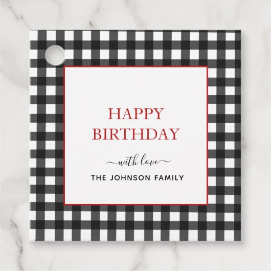 Labels met cadeautjes voor zwarte en witte Gingham (Voorkant)