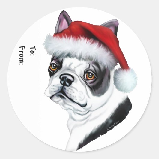 Labels met de kerstcadeautjes van Boston Terrier (Voorkant)