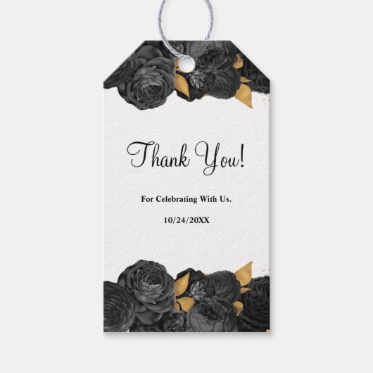 Labels met een donkerbruine of goudbloem cadeaulabel (Voorkant)