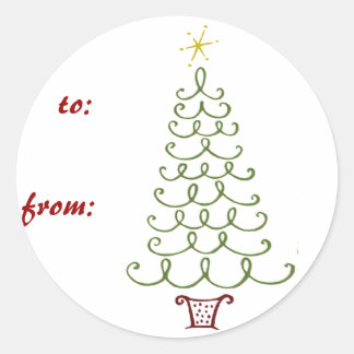 Labels met kerstbomen