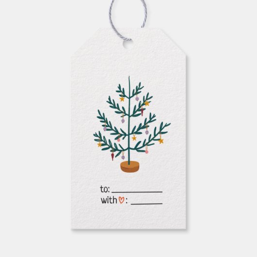 Labels met kerstbomen cadeaulabel (Achterkant)