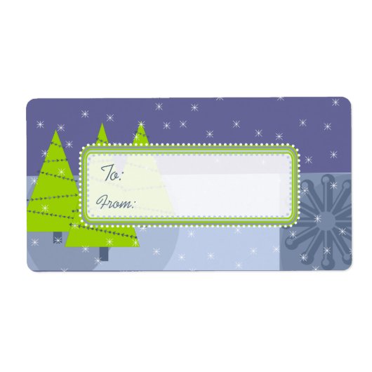 Labels met kerstboomcadeautjes in de moderne Retro (Voorkant)