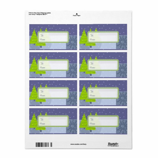 Labels met kerstboomcadeautjes in de moderne Retro (Full Sheet)