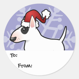 Labels met kerstbull terrier