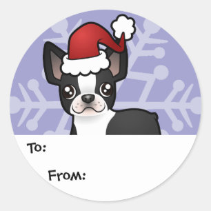 Labels met kerstcadeaus voor Boston Terrier Gift