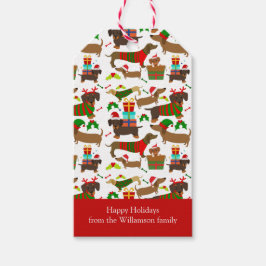 Labels met kerstcadeaus voor Dachshund Cadeaulabel